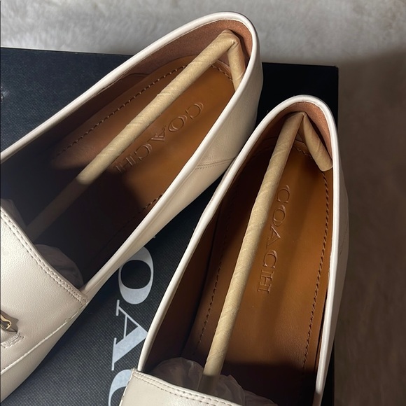 Coach Haley Chalk Leather Loafers with Gold Accent 10 - Picture 3 of 11